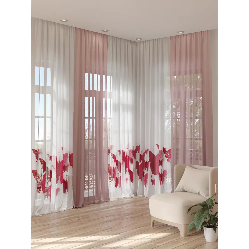 Фото 3 Тюль на шторной ленте At Home Флокстис 150x280 см цвет белый Фото 3 Тюль на шторной ленте At Home Флокстис 150x280 см цвет белый