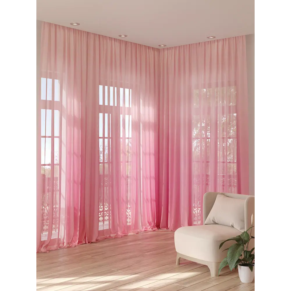 Фото 3 Тюль на шторной ленте At Home Карнетис 150x280 см цвет розовый Фото 3 Тюль на шторной ленте At Home Карнетис 150x280 см цвет розовый
