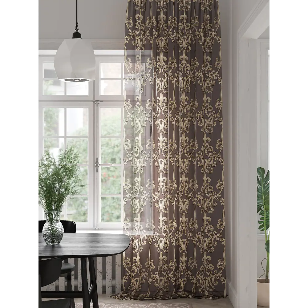 Фото Тюль на шторной ленте At Home Мернеморс 150x280 см цвет коричневый Фото Тюль на шторной ленте At Home Мернеморс 150x280 см цвет коричневый