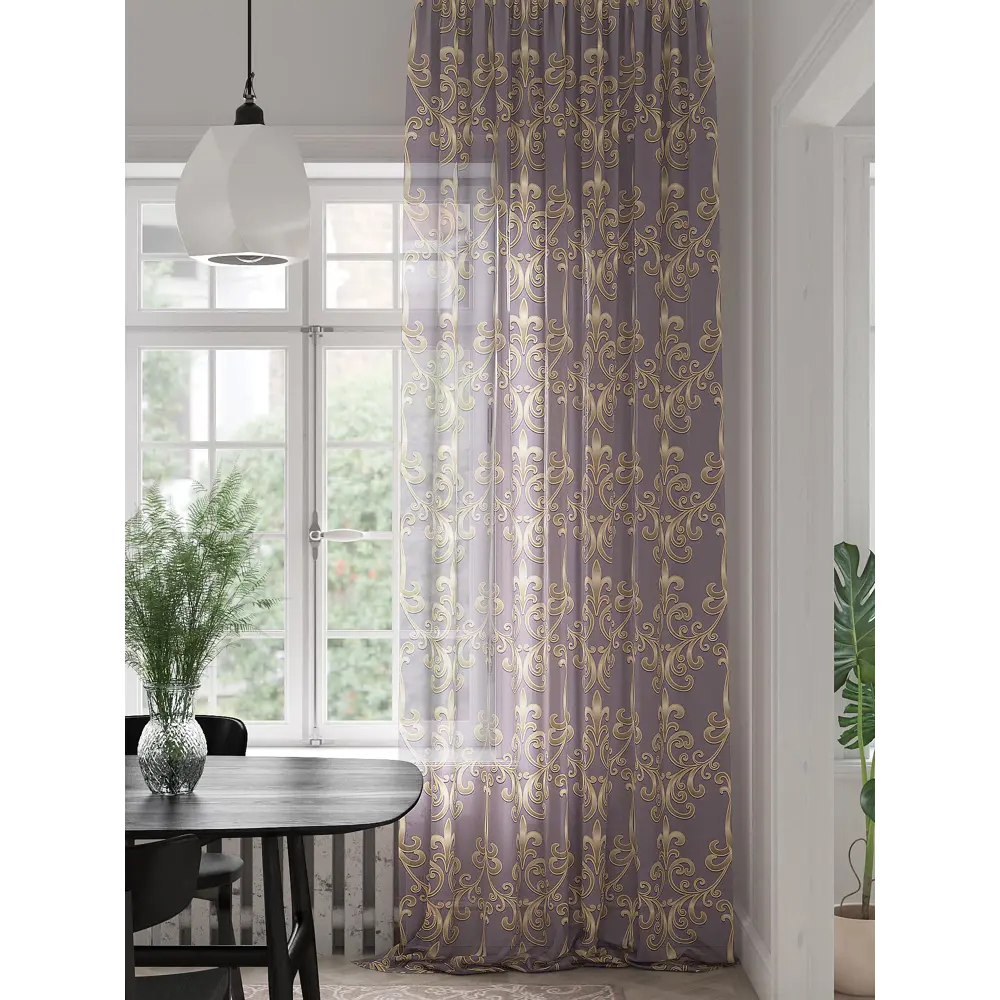 Фото Тюль на шторной ленте At Home Шенкирсот 150x280 см цвет фиолетовый Фото Тюль на шторной ленте At Home Шенкирсот 150x280 см цвет фиолетовый
