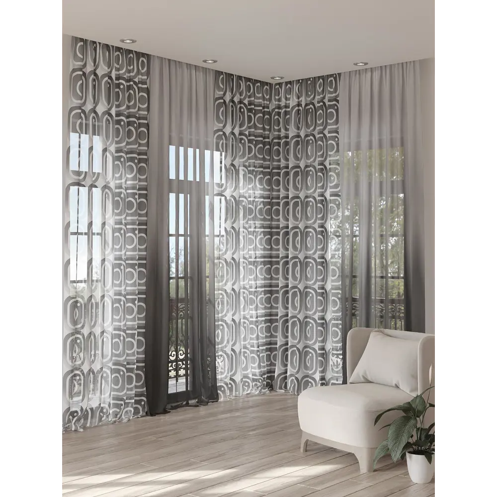 Фото 3 Тюль на шторной ленте At Home Квенмирс 150x280 см цвет белый Фото 3 Тюль на шторной ленте At Home Квенмирс 150x280 см цвет белый