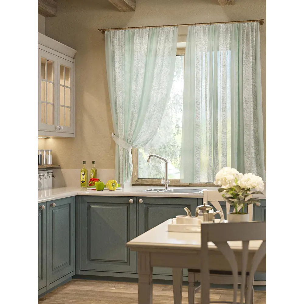 Фото 2 Тюль для кухни на шторной ленте At Home Аннеси 150x180 см цвет белый Фото 2 Тюль для кухни на шторной ленте At Home Аннеси 150x180 см цвет белый