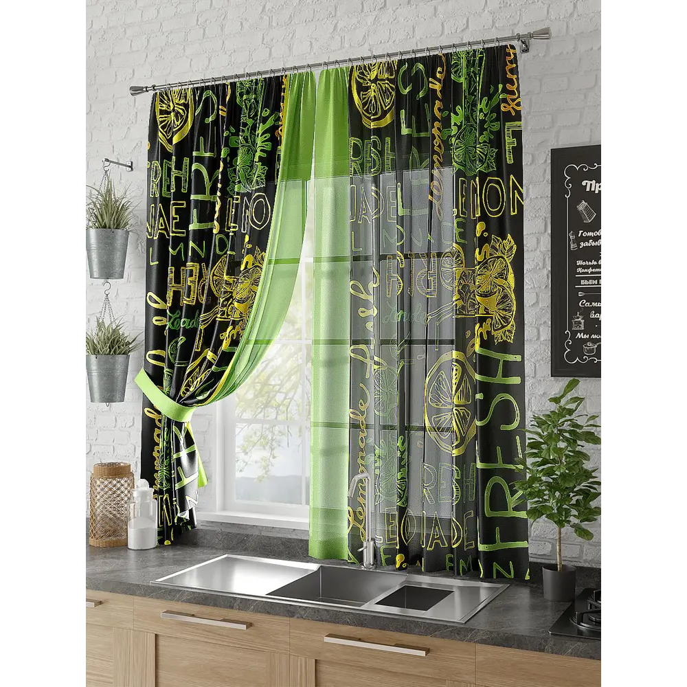 Фото Тюль для кухни на шторной ленте At Home Антуани 150x180 см цвет зеленый Фото Тюль для кухни на шторной ленте At Home Антуани 150x180 см цвет зеленый