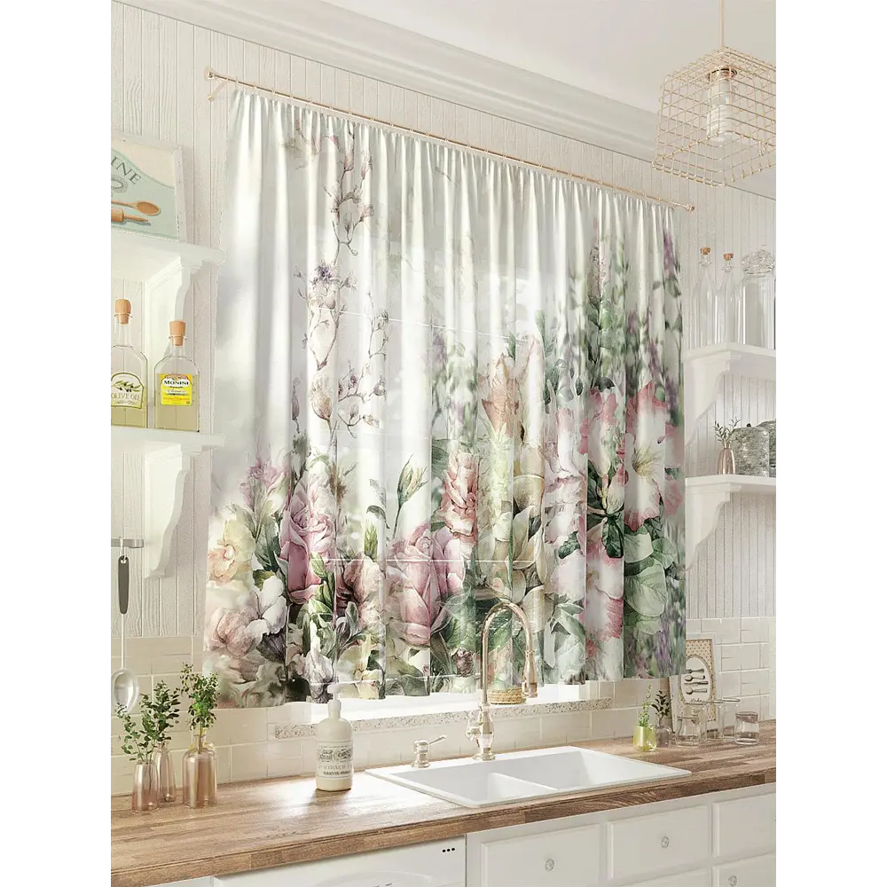 Фото 2 Тюль для кухни на шторной ленте At Home Флайин 300x150 см цвет белый Фото 2 Тюль для кухни на шторной ленте At Home Флайин 300x150 см цвет белый