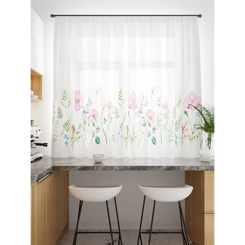 Фото 3 Тюль для кухни на шторной ленте At Home Аранда 300x150 см цвет белый Фото 3 Тюль для кухни на шторной ленте At Home Аранда 300x150 см цвет белый