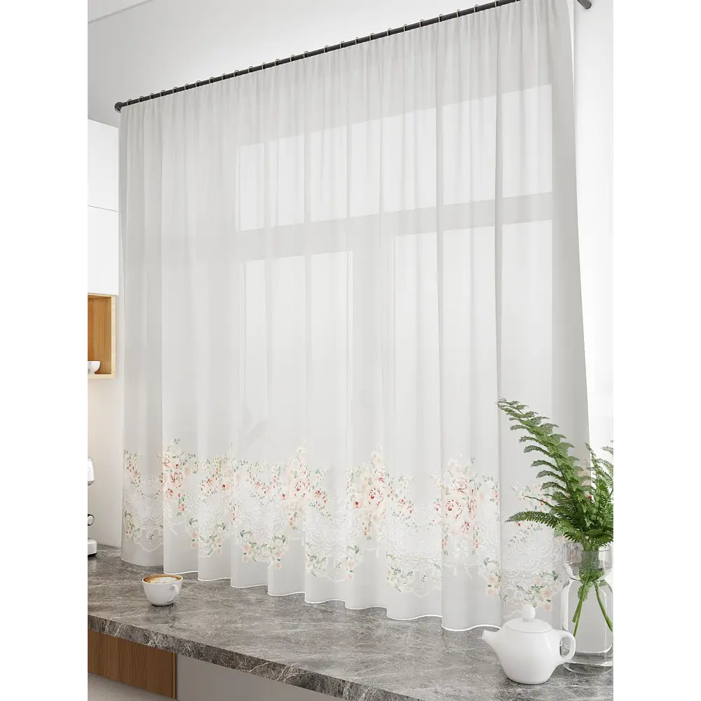 Фото Тюль для кухни на шторной ленте At Home Корденсия 300x150 см цвет белый Фото Тюль для кухни на шторной ленте At Home Корденсия 300x150 см цвет белый
