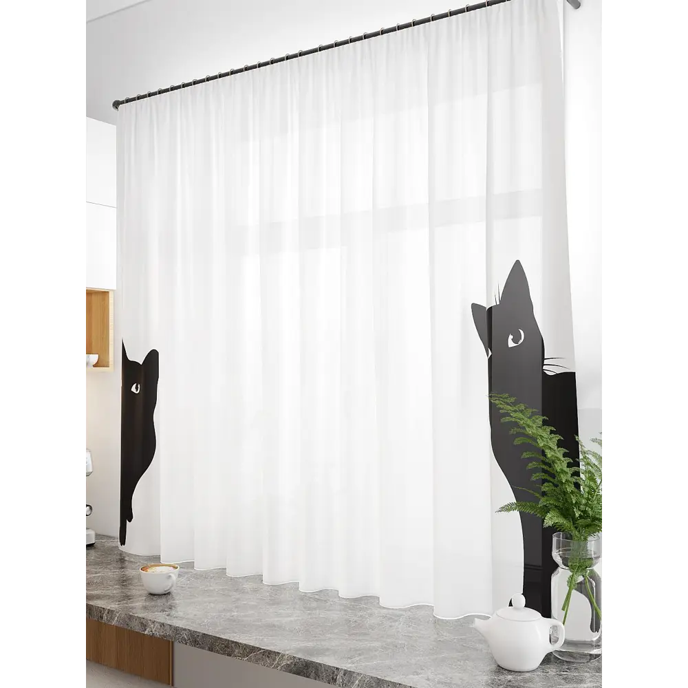 Фото 3 Тюль для кухни на шторной ленте At Home Эмбруния 300x150 см цвет белый Фото 3 Тюль для кухни на шторной ленте At Home Эмбруния 300x150 см цвет белый