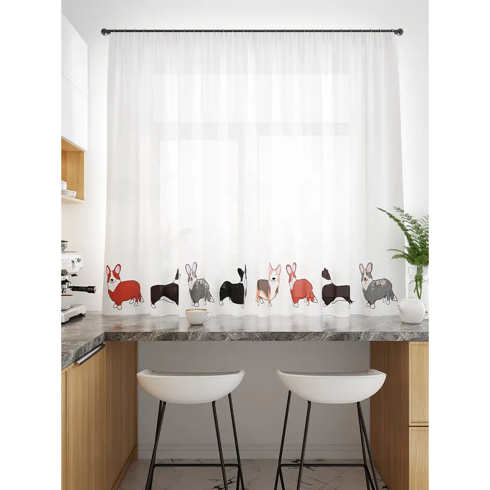 Фото 2 Тюль для кухни на шторной ленте At Home Руджеро 300x150 см цвет белый Фото 2 Тюль для кухни на шторной ленте At Home Руджеро 300x150 см цвет белый