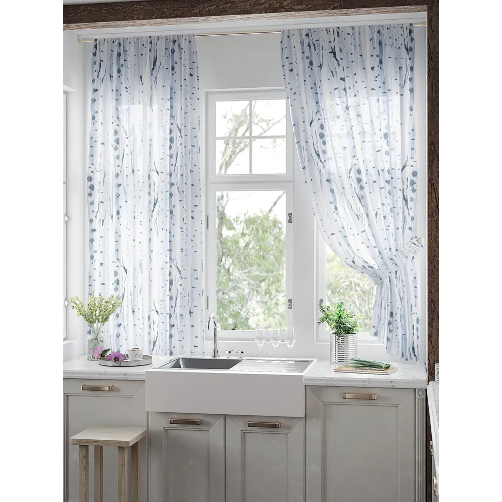 Фото 3 Тюль для кухни на шторной ленте At Home Сенмикрас 150x180 см цвет белый Фото 3 Тюль для кухни на шторной ленте At Home Сенмикрас 150x180 см цвет белый