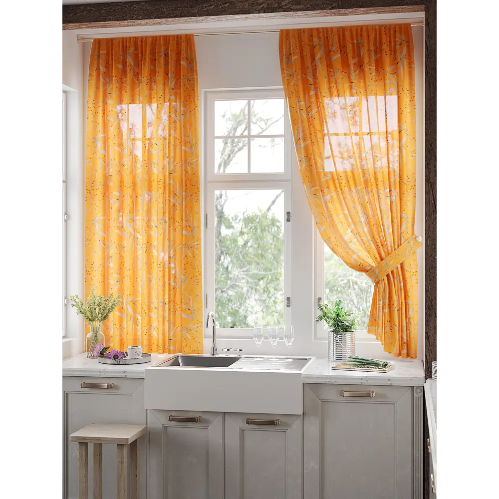 Фото 3 Тюль для кухни на шторной ленте At Home Ренфертис 150x180 см цвет белый Фото 3 Тюль для кухни на шторной ленте At Home Ренфертис 150x180 см цвет белый