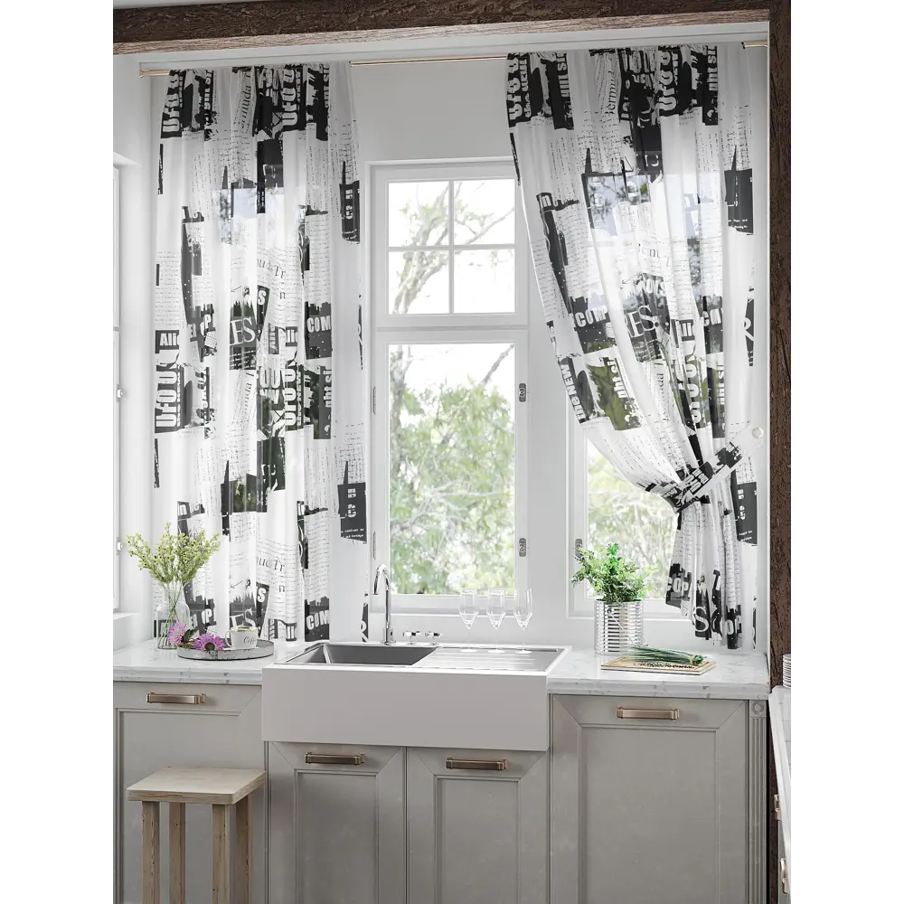 Фото 3 Тюль для кухни на шторной ленте At Home Ламистен 150x180 см цвет белый Фото 3 Тюль для кухни на шторной ленте At Home Ламистен 150x180 см цвет белый