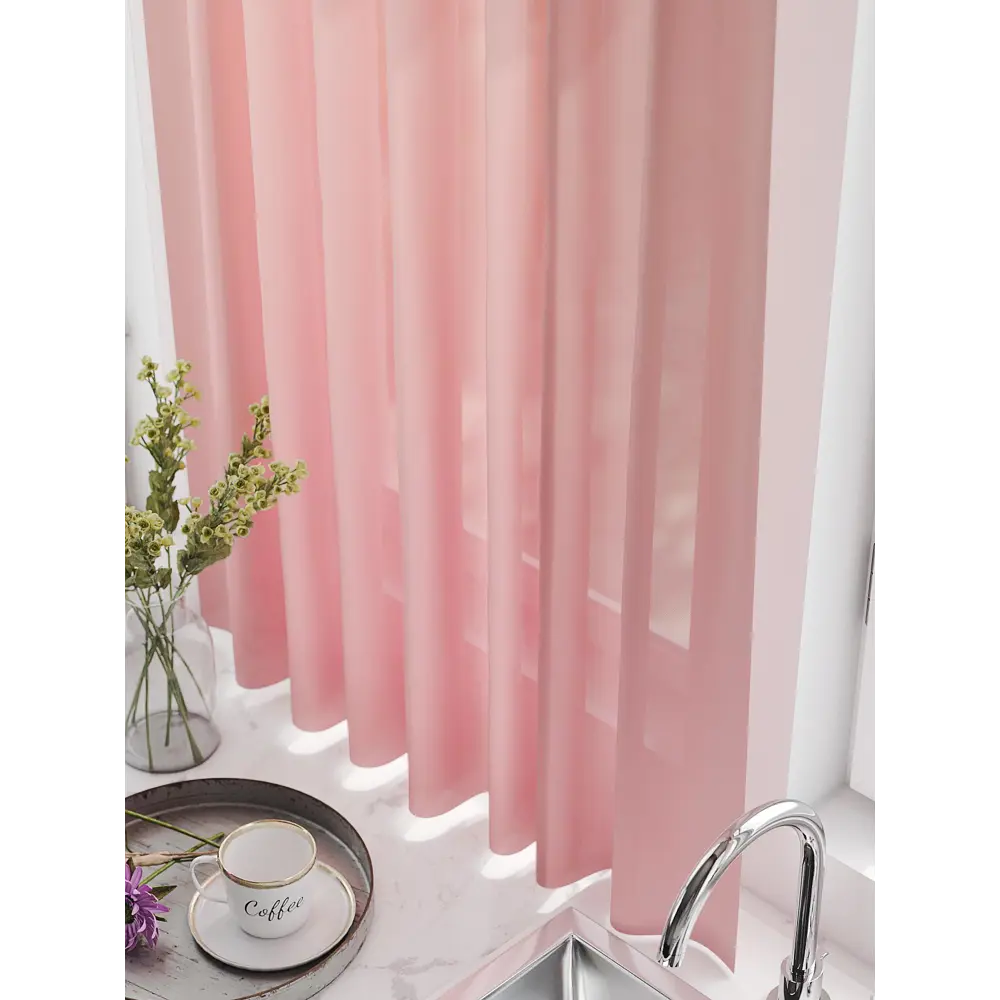 Фото 2 Тюль для кухни на шторной ленте At Home Митренорс 150x180 см цвет розовый Фото 2 Тюль для кухни на шторной ленте At Home Митренорс 150x180 см цвет розовый