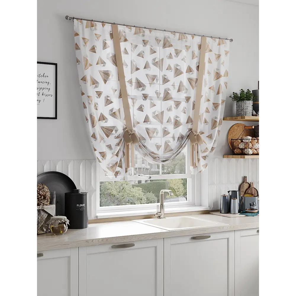 Фото Тюль на шторной ленте At Home Ромиркон 150x150 см цвет белый