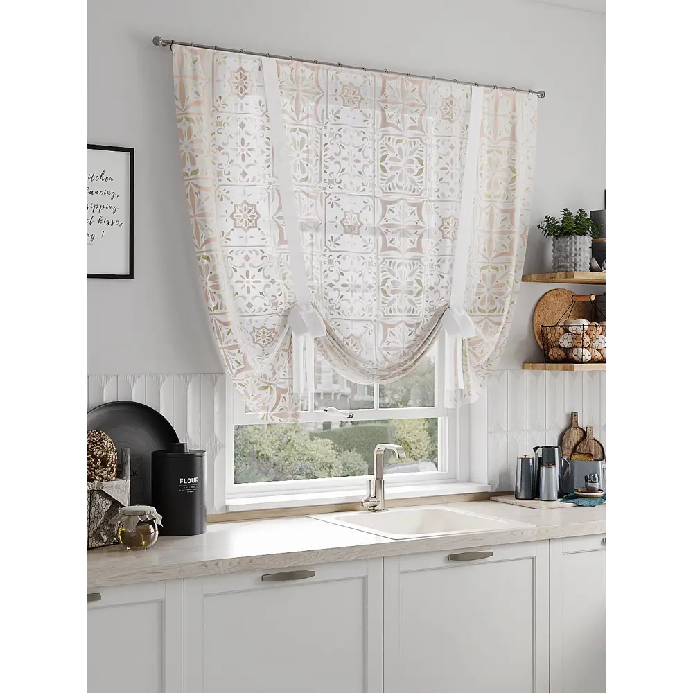 Фото Тюль на шторной ленте At Home Кинетрис 150x150 см цвет белый Фото Тюль на шторной ленте At Home Кинетрис 150x150 см цвет белый