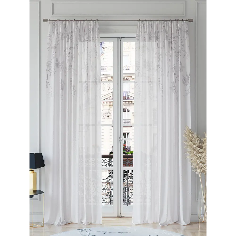 Фото 2 Тюль на шторной ленте At Home Феменсис 150x260 см цвет белый Фото 2 Тюль на шторной ленте At Home Феменсис 150x260 см цвет белый