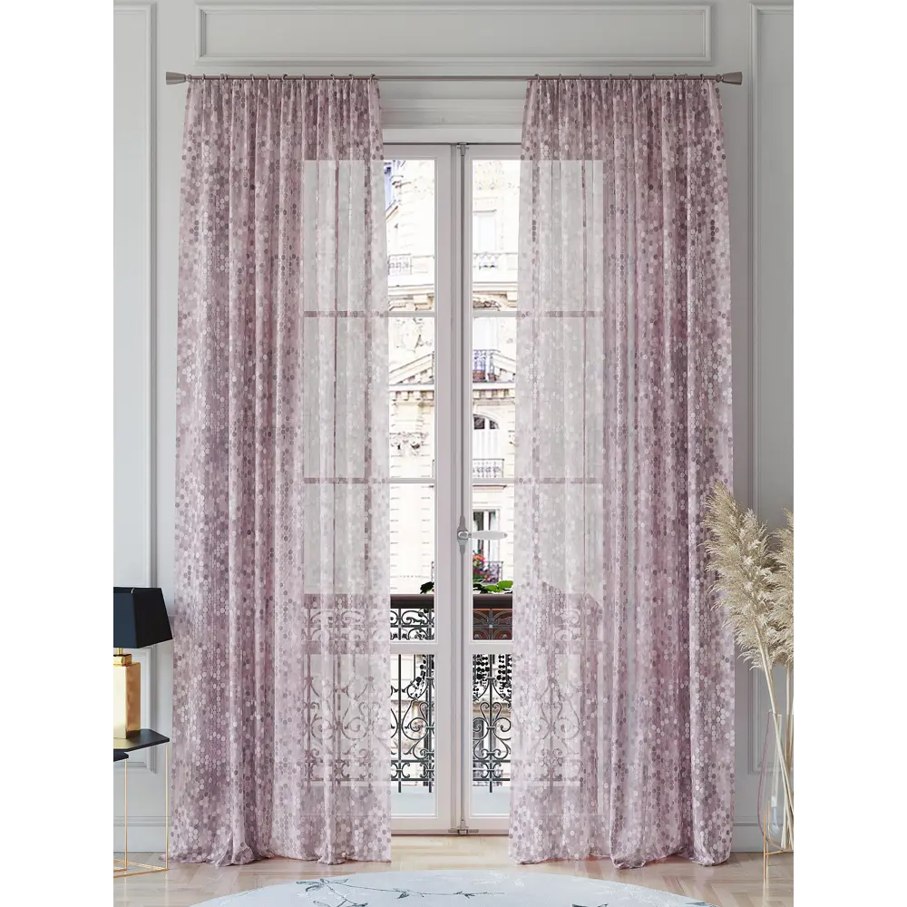 Фото 2 Тюль на шторной ленте At Home Рафикрос 150x260 см цвет розовый Фото 2 Тюль на шторной ленте At Home Рафикрос 150x260 см цвет розовый