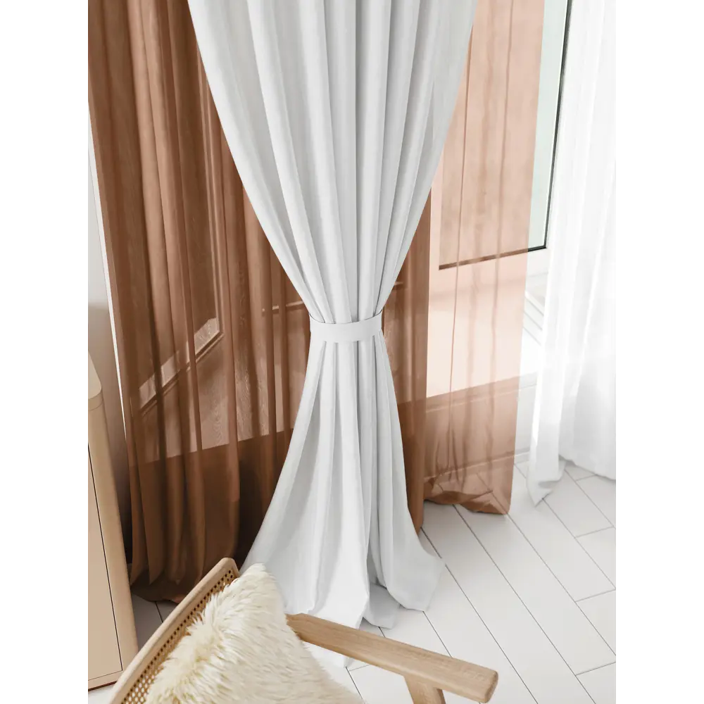 Фото 4 Тюль на шторной ленте At Home Аруфина-05 300x300 см цвет белый, коричневый Фото 4 Тюль на шторной ленте At Home Аруфина-05 300x300 см цвет белый, коричневый