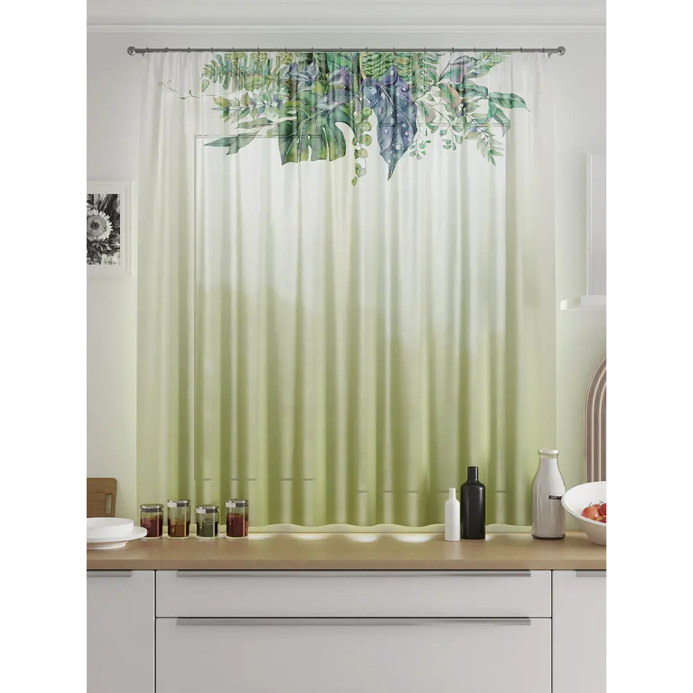 Фото Тюль для кухни на шторной ленте At Home Кенмиарт 150x180 см цвет белый Фото Тюль для кухни на шторной ленте At Home Кенмиарт 150x180 см цвет белый