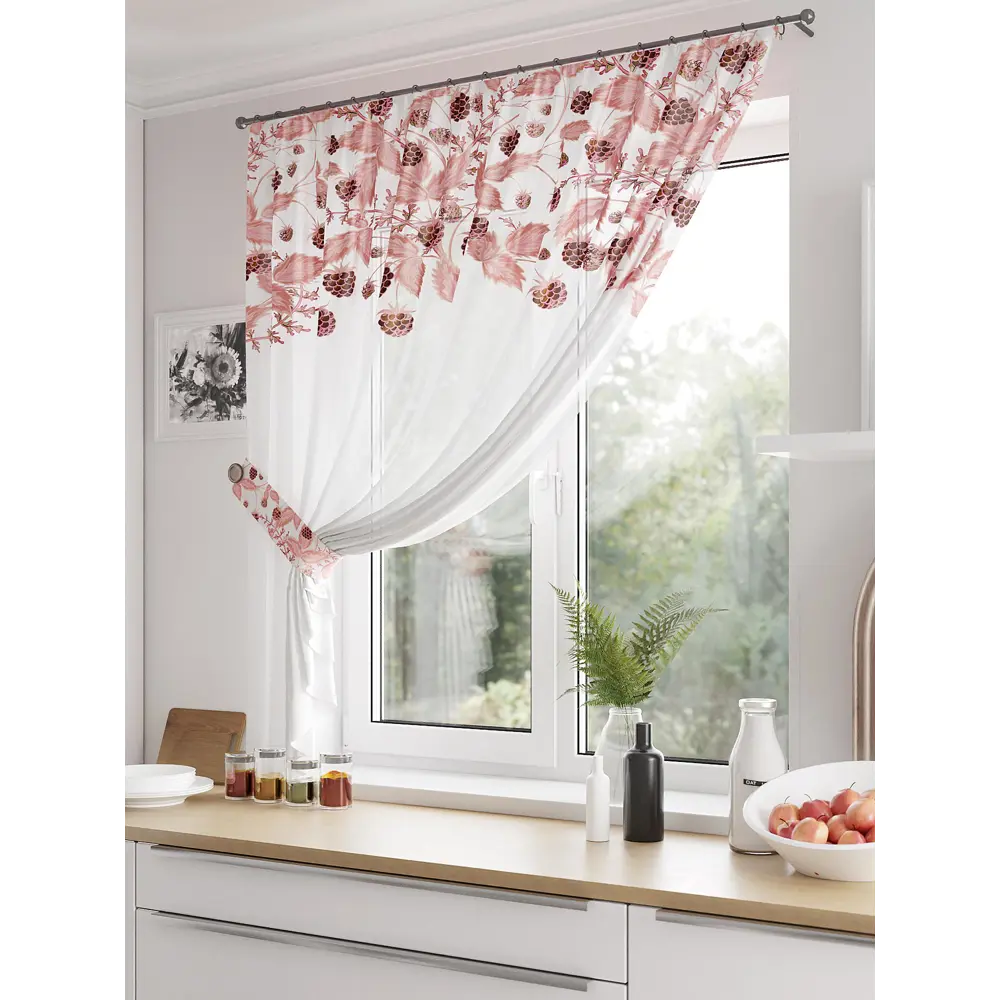 Фото 2 Тюль для кухни на шторной ленте At Home Малниарс 150x180 см цвет белый Фото 2 Тюль для кухни на шторной ленте At Home Малниарс 150x180 см цвет белый