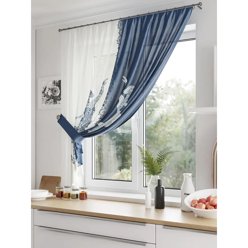 Фото 2 Тюль для кухни на шторной ленте At Home Меникас 150x180 см цвет белый Фото 2 Тюль для кухни на шторной ленте At Home Меникас 150x180 см цвет белый