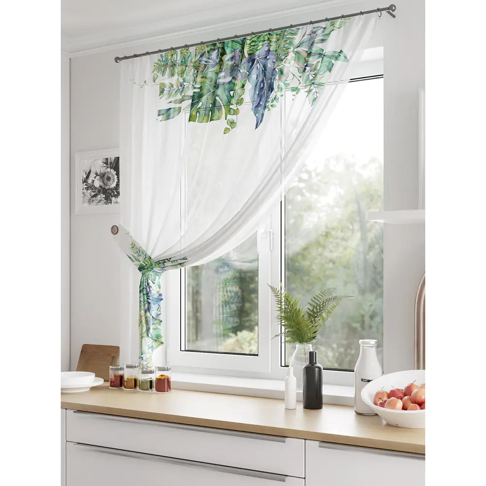 Фото 2 Тюль для кухни на шторной ленте At Home Римартонс 150x180 см цвет белый Фото 2 Тюль для кухни на шторной ленте At Home Римартонс 150x180 см цвет белый