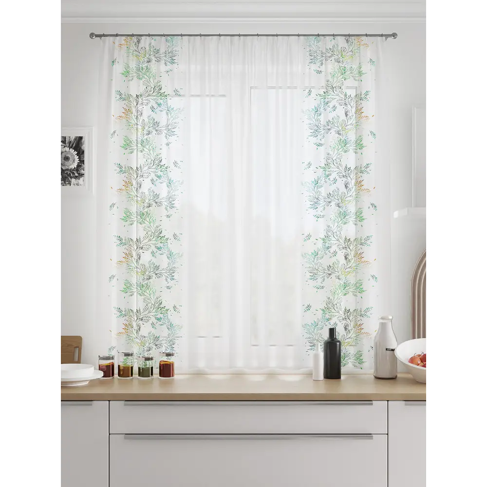 Фото Тюль для кухни на шторной ленте At Home Лерфиан 150x180 см цвет белый Фото Тюль для кухни на шторной ленте At Home Лерфиан 150x180 см цвет белый