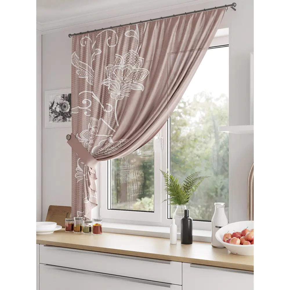 Фото 2 Тюль для кухни на шторной ленте At Home Менфиран 150x180 см цвет белый Фото 2 Тюль для кухни на шторной ленте At Home Менфиран 150x180 см цвет белый