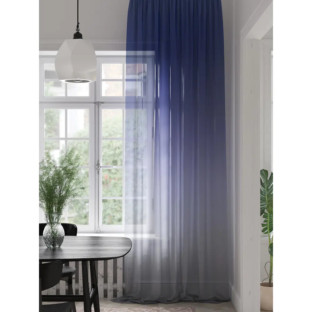 Фото Тюль на шторной ленте At Home Римикран 150x280 см цвет синий Фото Тюль на шторной ленте At Home Римикран 150x280 см цвет синий