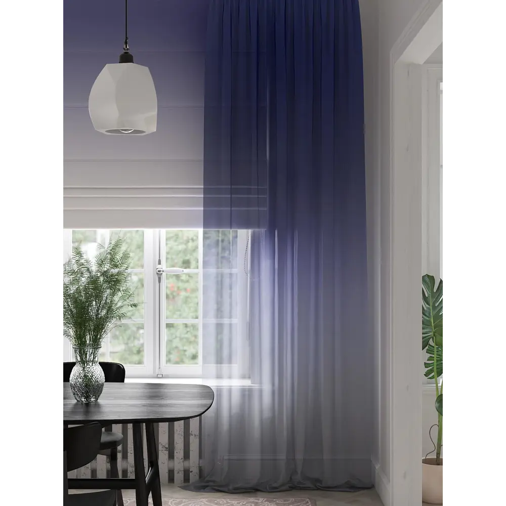 Фото 4 Тюль на шторной ленте At Home Римикран 150x280 см цвет синий Фото 4 Тюль на шторной ленте At Home Римикран 150x280 см цвет синий