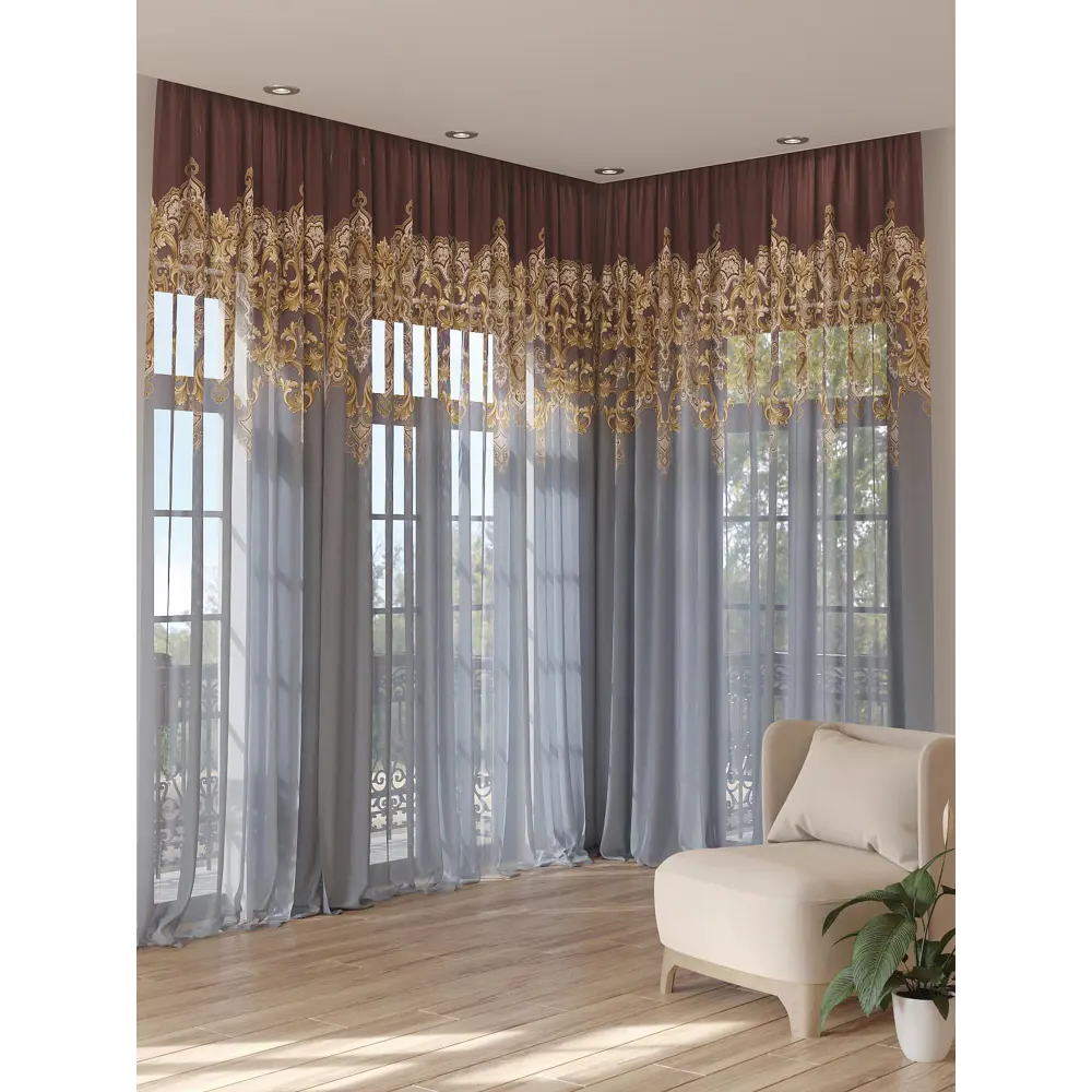 Фото 3 Тюль на шторной ленте At Home Фиртинос 150x280 см цвет бордовый
