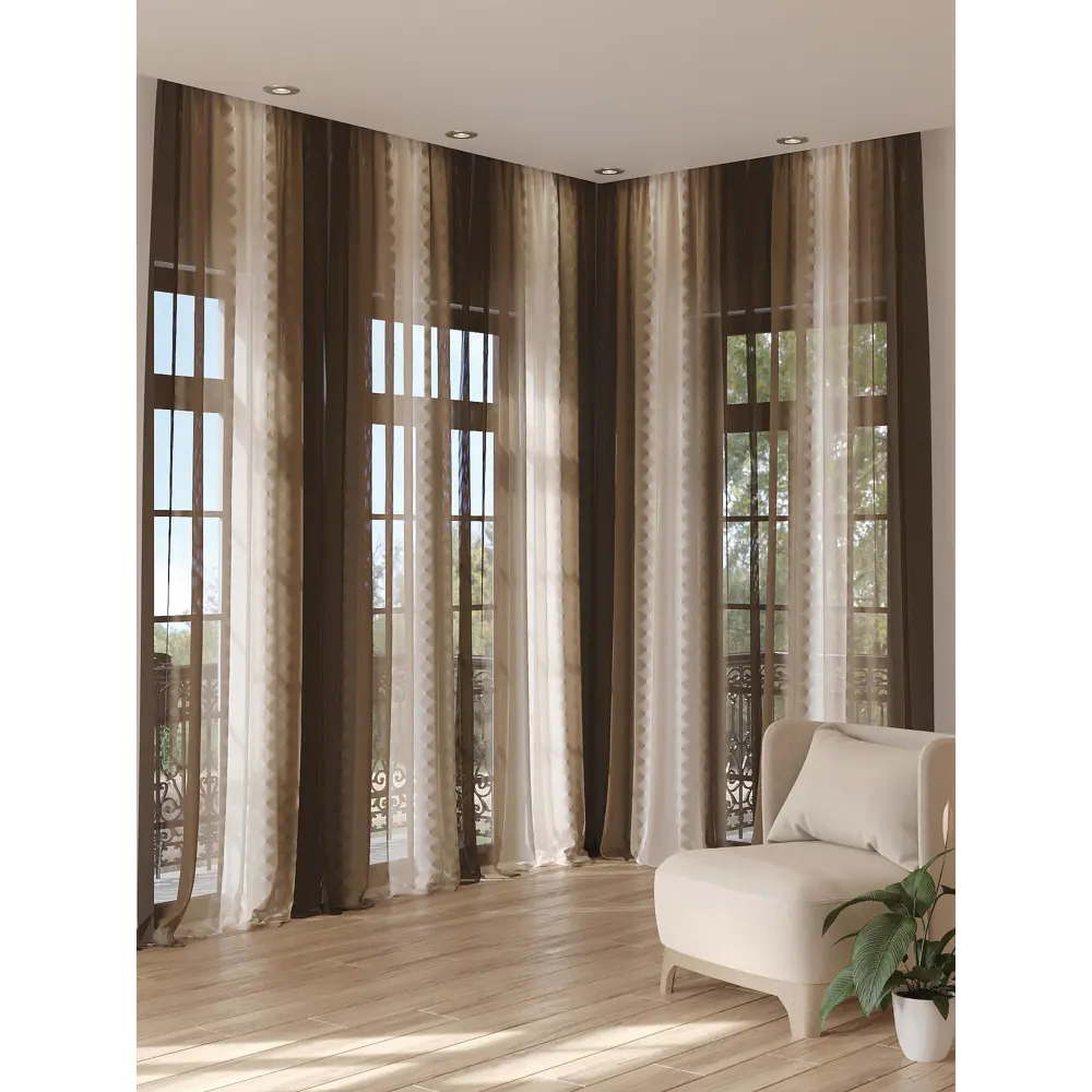 Фото 3 Тюль на шторной ленте At Home Шанмикрас 150x280 см цвет белый Фото 3 Тюль на шторной ленте At Home Шанмикрас 150x280 см цвет белый