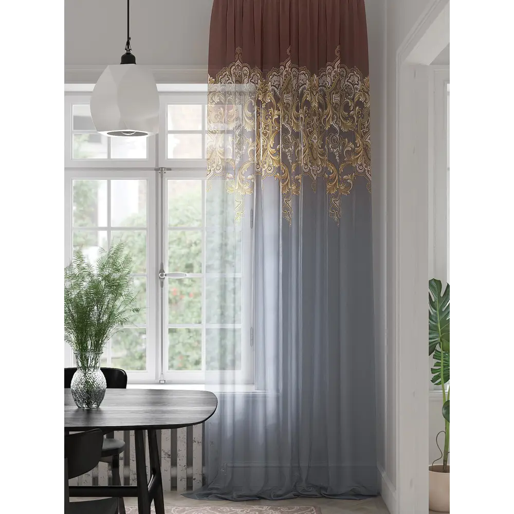 Фото Тюль на шторной ленте At Home Фиртинос 150x280 см цвет бордовый