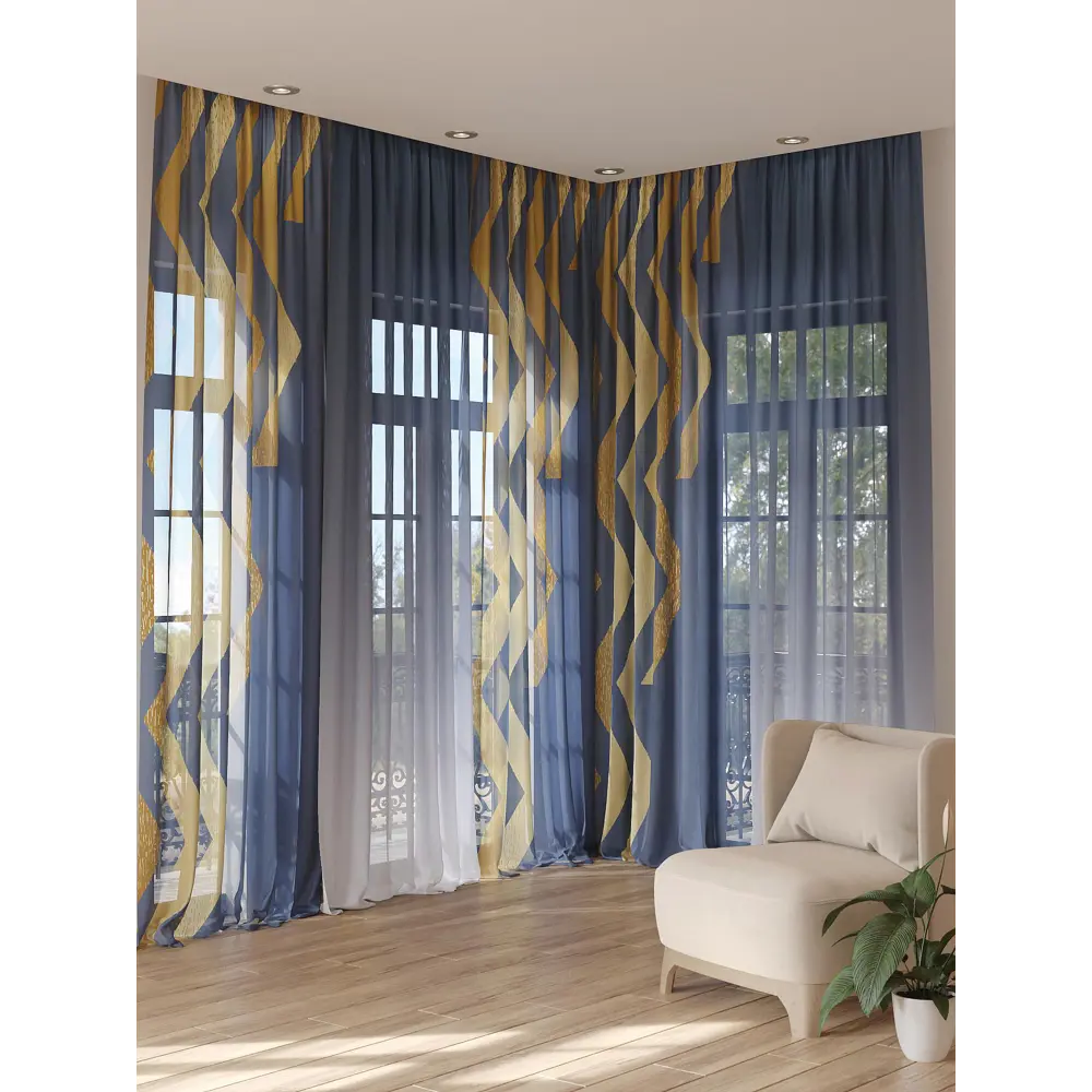 Фото 3 Тюль на шторной ленте At Home Фекренис 150x280 см цвет синий, голубой Фото 3 Тюль на шторной ленте At Home Фекренис 150x280 см цвет синий, голубой