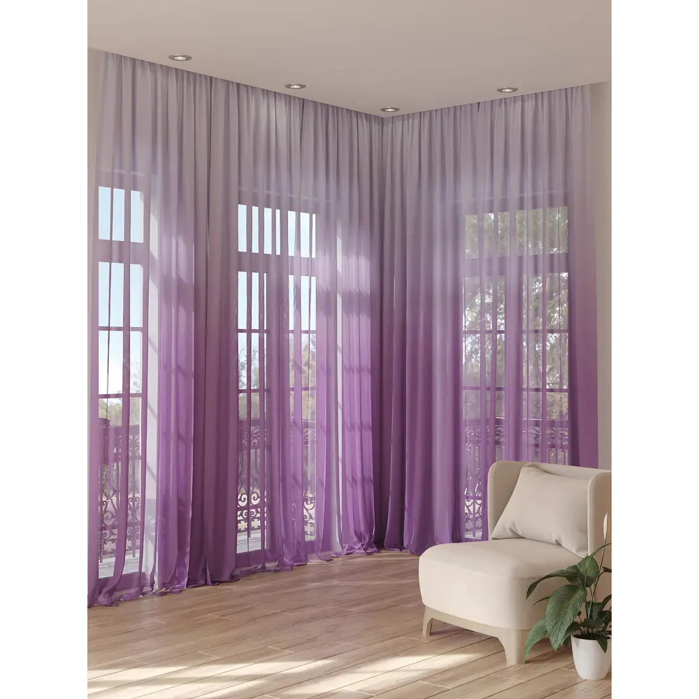 Фото 3 Тюль на шторной ленте At Home Ферлонос 150x280 см цвет фиолетовый, сиреневый Фото 3 Тюль на шторной ленте At Home Ферлонос 150x280 см цвет фиолетовый, сиреневый