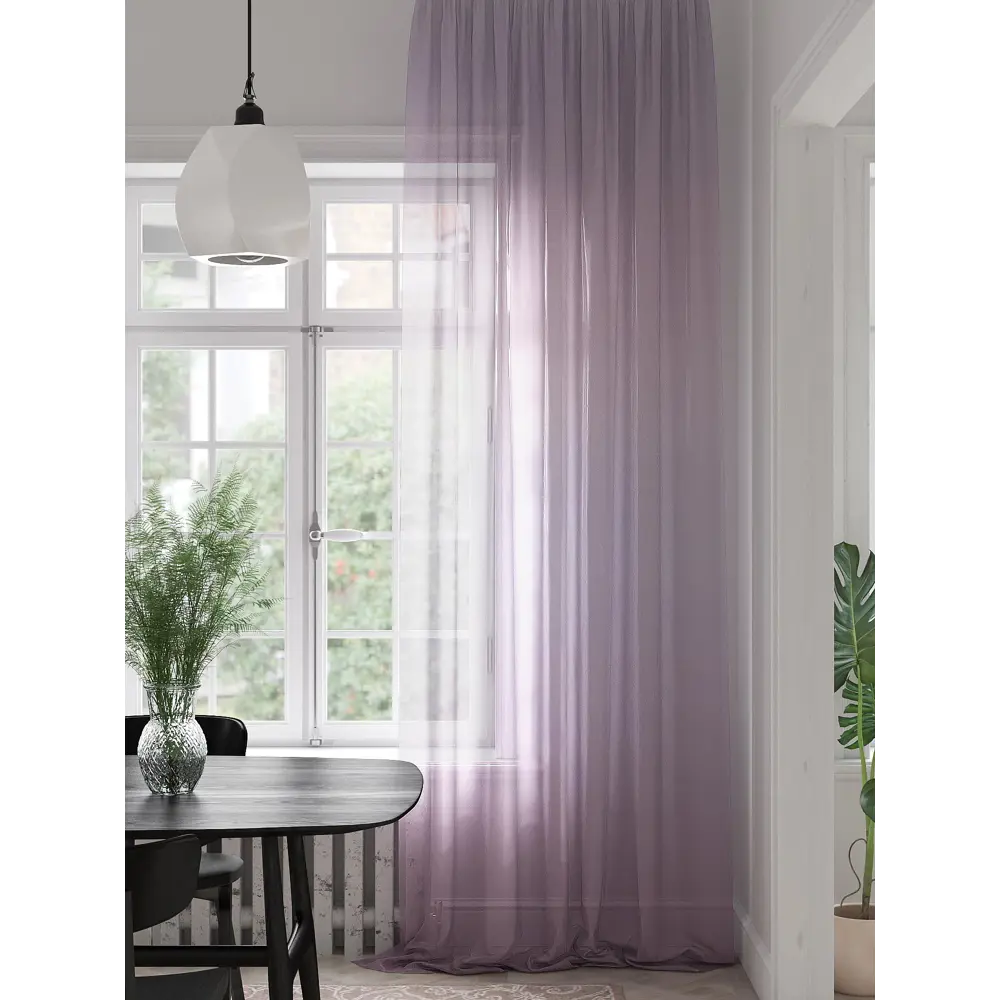 Фото Тюль на шторной ленте At Home Элтонрис 150x280 см цвет фиолетовый, сиреневый Фото Тюль на шторной ленте At Home Элтонрис 150x280 см цвет фиолетовый, сиреневый