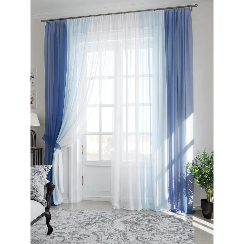 Фото Тюль Comfy Way Милури TD-206679-250 сине-голубой Фото Тюль Comfy Way Милури TD-206679-250 сине-голубой