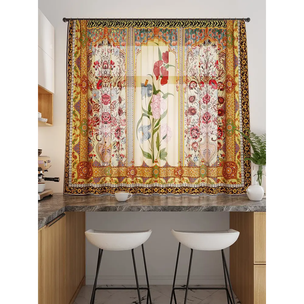 Фото 3 Тюль для кухни на шторной ленте At Home Руаяна 300x150 см цвет бежевый Фото 3 Тюль для кухни на шторной ленте At Home Руаяна 300x150 см цвет бежевый