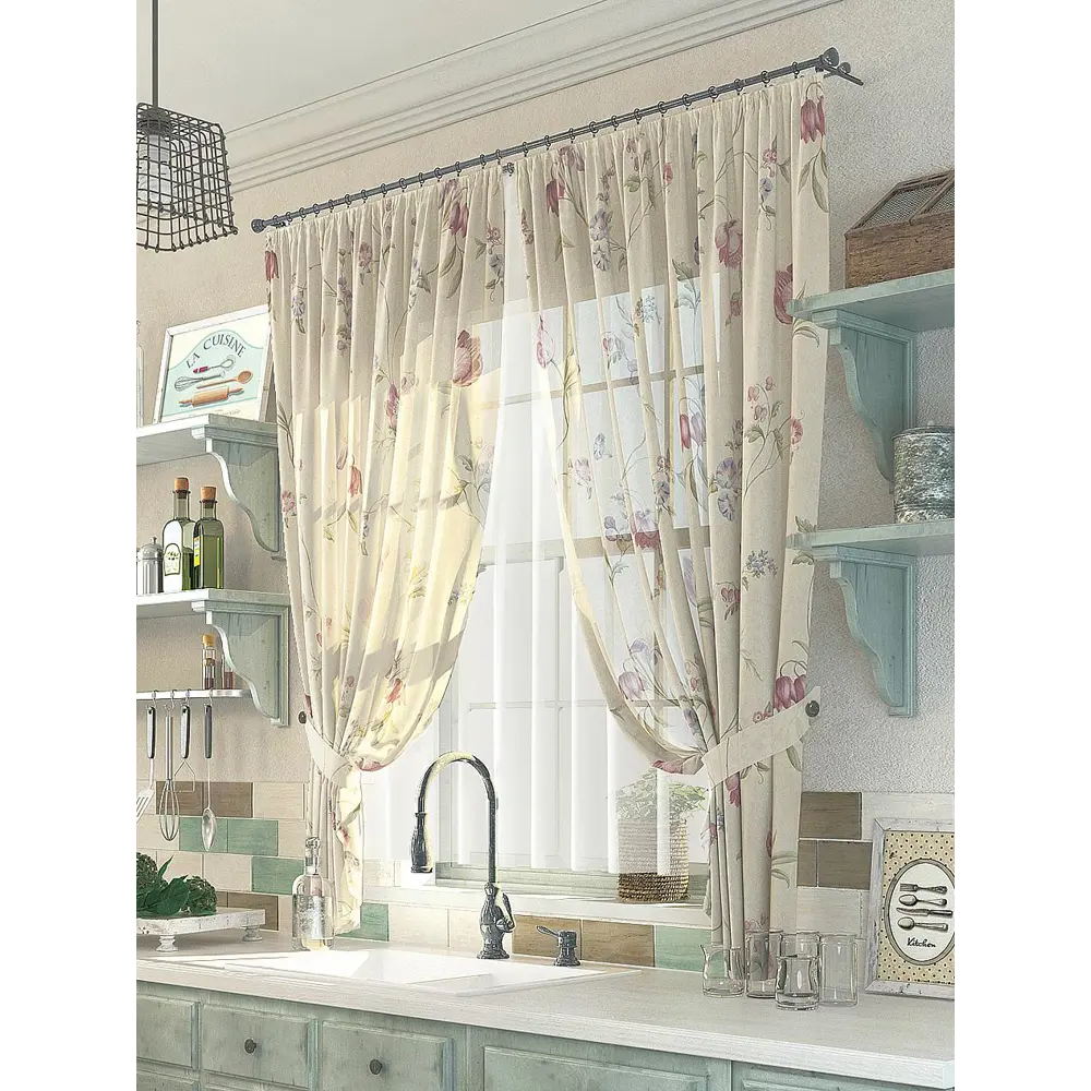Фото Тюль на шторной ленте At Home Гейли 300x150 см цвет бежевый