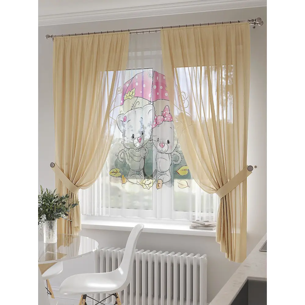 Фото 3 Тюль на шторной ленте At Home Китирис 300x150 см цвет бежевый Фото 3 Тюль на шторной ленте At Home Китирис 300x150 см цвет бежевый