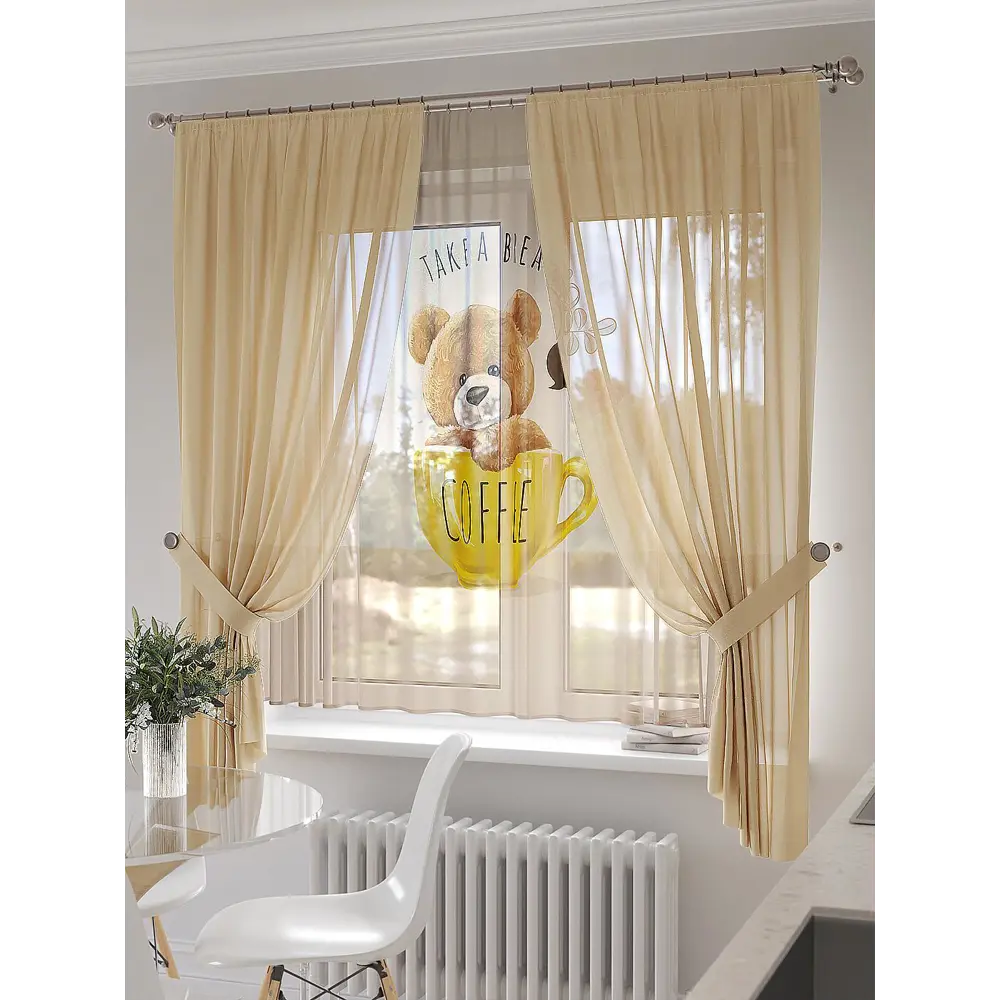 Фото 3 Тюль на шторной ленте At Home Бириверс 300x150 см цвет бежевый Фото 3 Тюль на шторной ленте At Home Бириверс 300x150 см цвет бежевый
