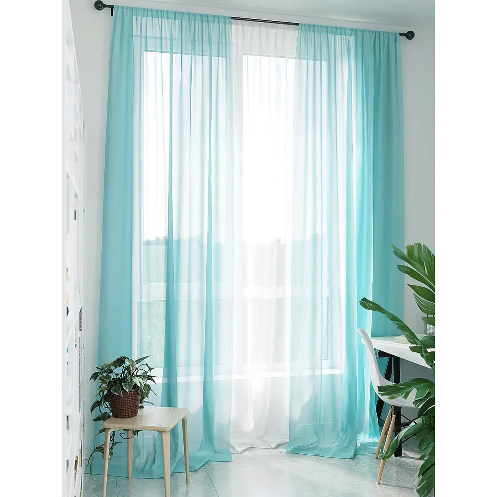 Фото 4 Тюль на шторной ленте At Home Мирела 300x290 см цвет тиффани Фото 4 Тюль на шторной ленте At Home Мирела 300x290 см цвет тиффани