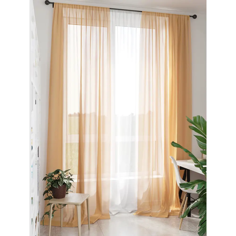 Фото 4 Тюль на шторной ленте At Home Мирела 300x290 см цвет светло-коричневый Фото 4 Тюль на шторной ленте At Home Мирела 300x290 см цвет светло-коричневый