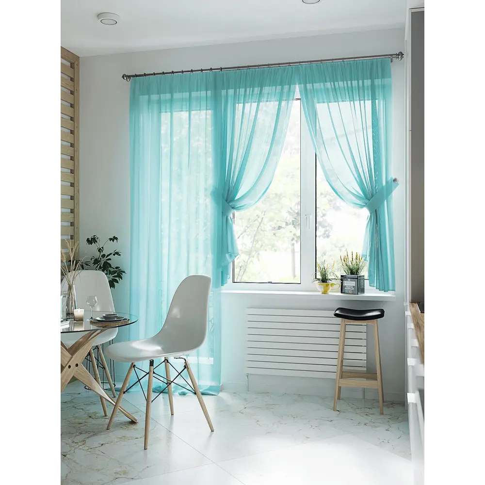 Фото 2 Тюль на шторной ленте At Home Лурано 150x270 см цвет тиффани Фото 2 Тюль на шторной ленте At Home Лурано 150x270 см цвет тиффани