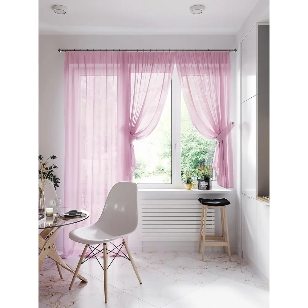 Фото 4 Тюль на шторной ленте At Home Лурано 150x290 см цвет розовый Фото 4 Тюль на шторной ленте At Home Лурано 150x290 см цвет розовый