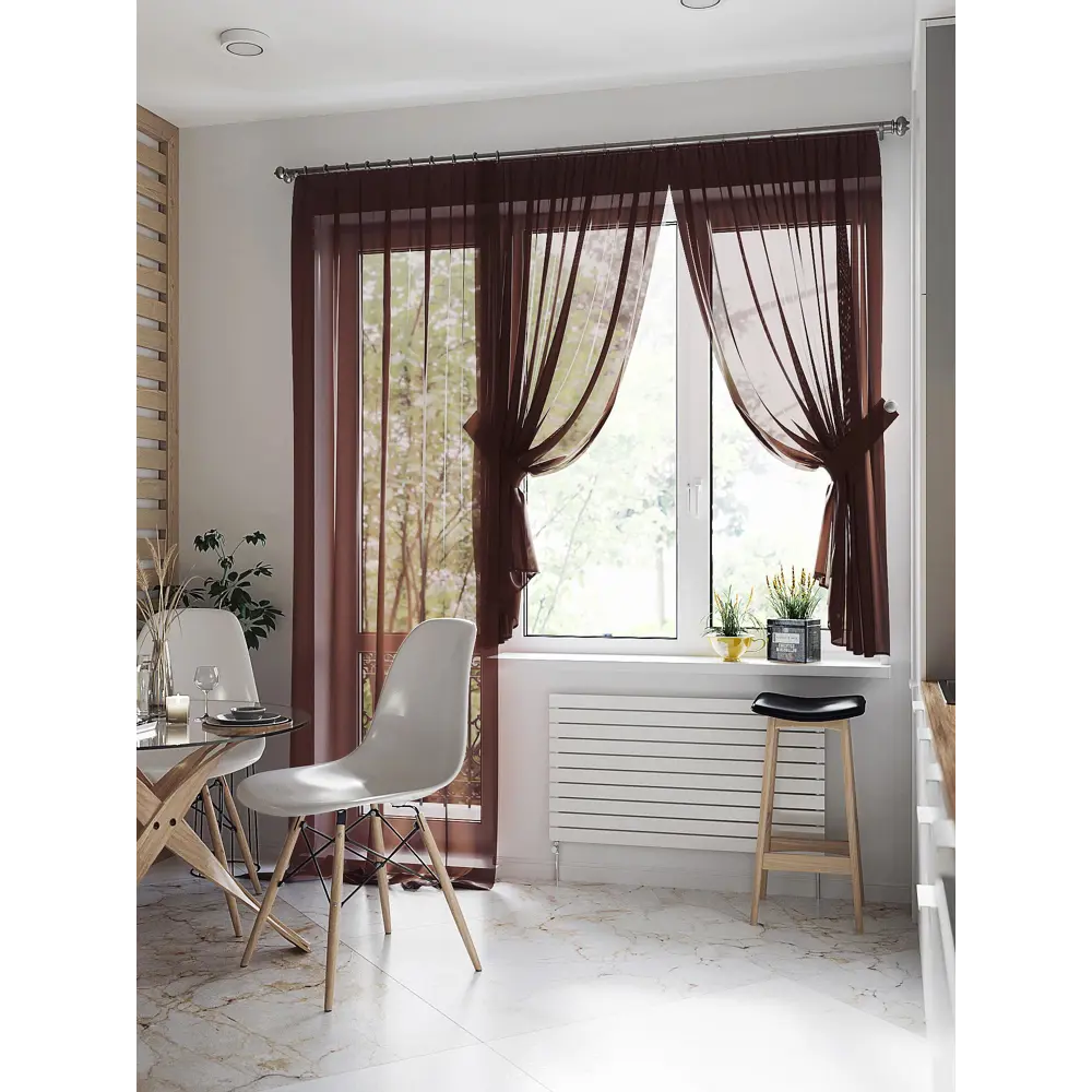 Фото 2 Тюль на шторной ленте At Home Лурано 150x270 см цвет венге Фото 2 Тюль на шторной ленте At Home Лурано 150x270 см цвет венге