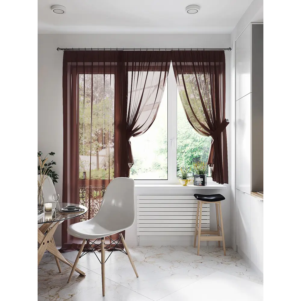 Фото 4 Тюль на шторной ленте At Home Лурано 150x270 см цвет венге Фото 4 Тюль на шторной ленте At Home Лурано 150x270 см цвет венге