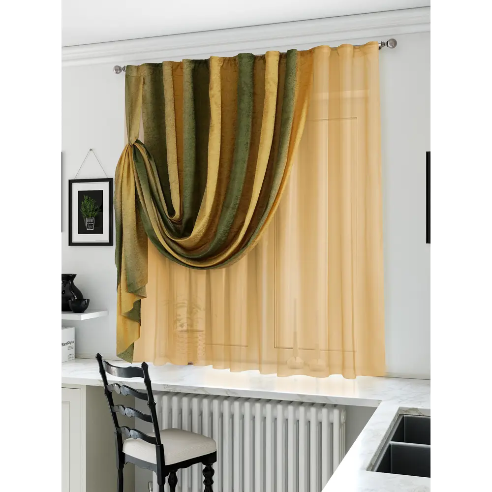 Фото 2 Тюль на шторной ленте At Home Сонтри 300x180 см цвет золотой Фото 2 Тюль на шторной ленте At Home Сонтри 300x180 см цвет золотой