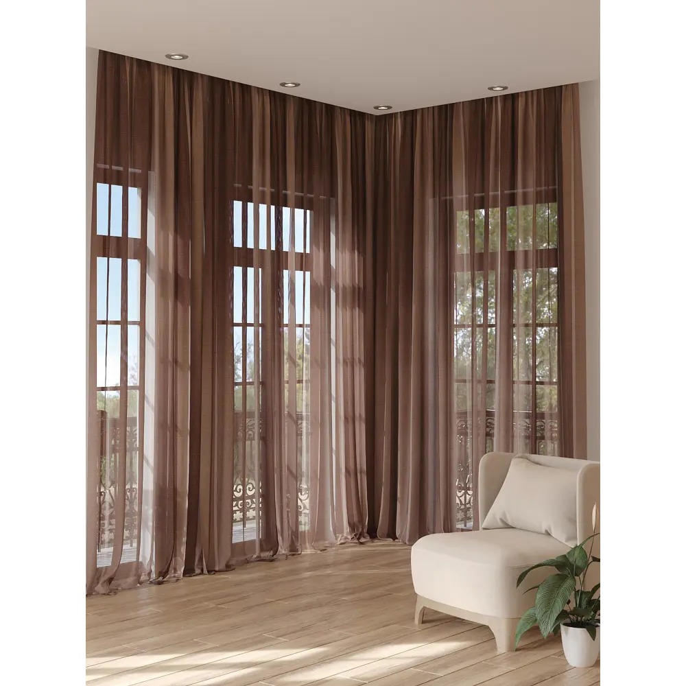 Фото 3 Тюль на шторной ленте At Home Пенекрис 150x280 см цвет коричневый Фото 3 Тюль на шторной ленте At Home Пенекрис 150x280 см цвет коричневый