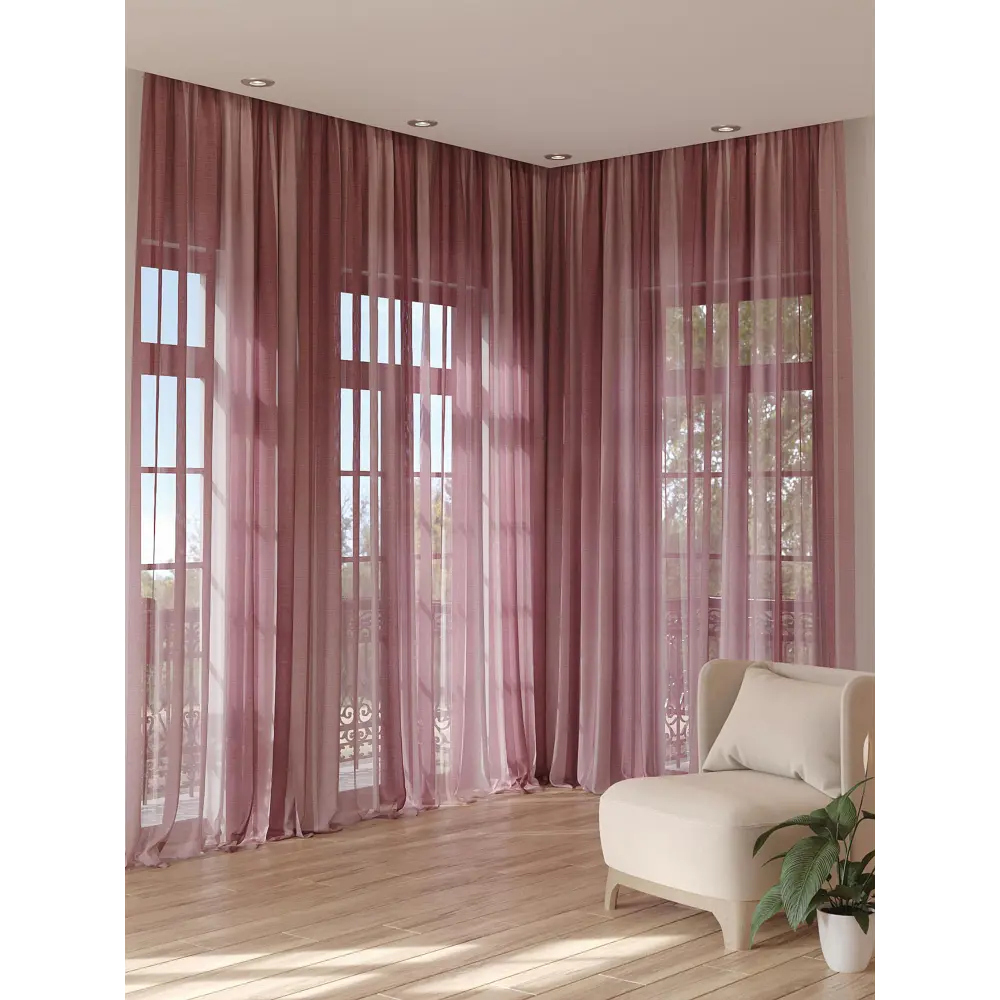 Фото 3 Тюль на шторной ленте At Home Пенекрис 150x280 см цвет ягодный Фото 3 Тюль на шторной ленте At Home Пенекрис 150x280 см цвет ягодный