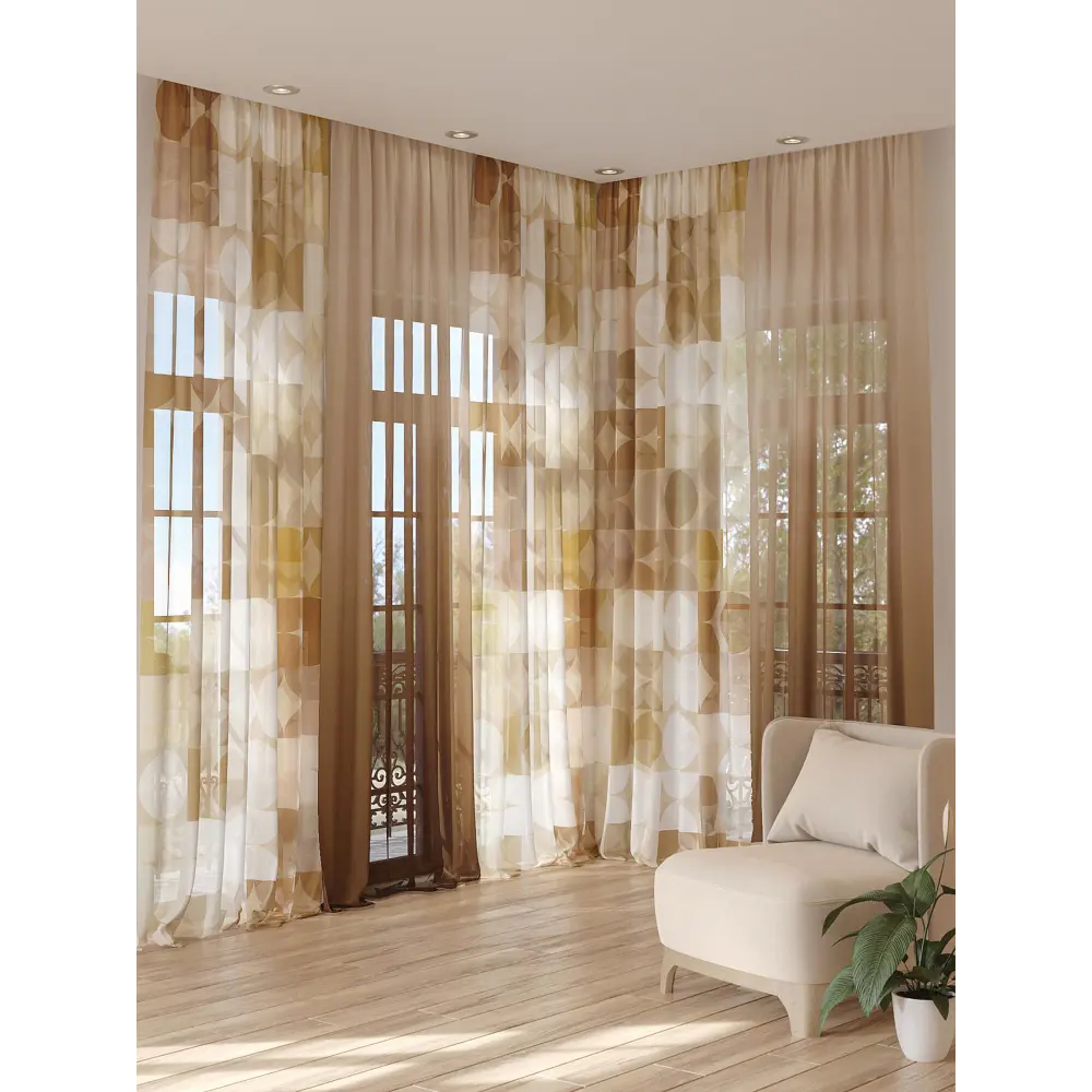 Фото 3 Тюль на шторной ленте At Home Ронборс 150x280 см цвет бежевый Фото 3 Тюль на шторной ленте At Home Ронборс 150x280 см цвет бежевый